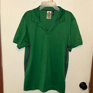 Adidas Men's Polo Shirt in Green and Gray
